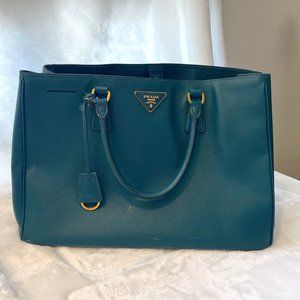 Authentic Prada Saffiano Lux Tote in Ottanio